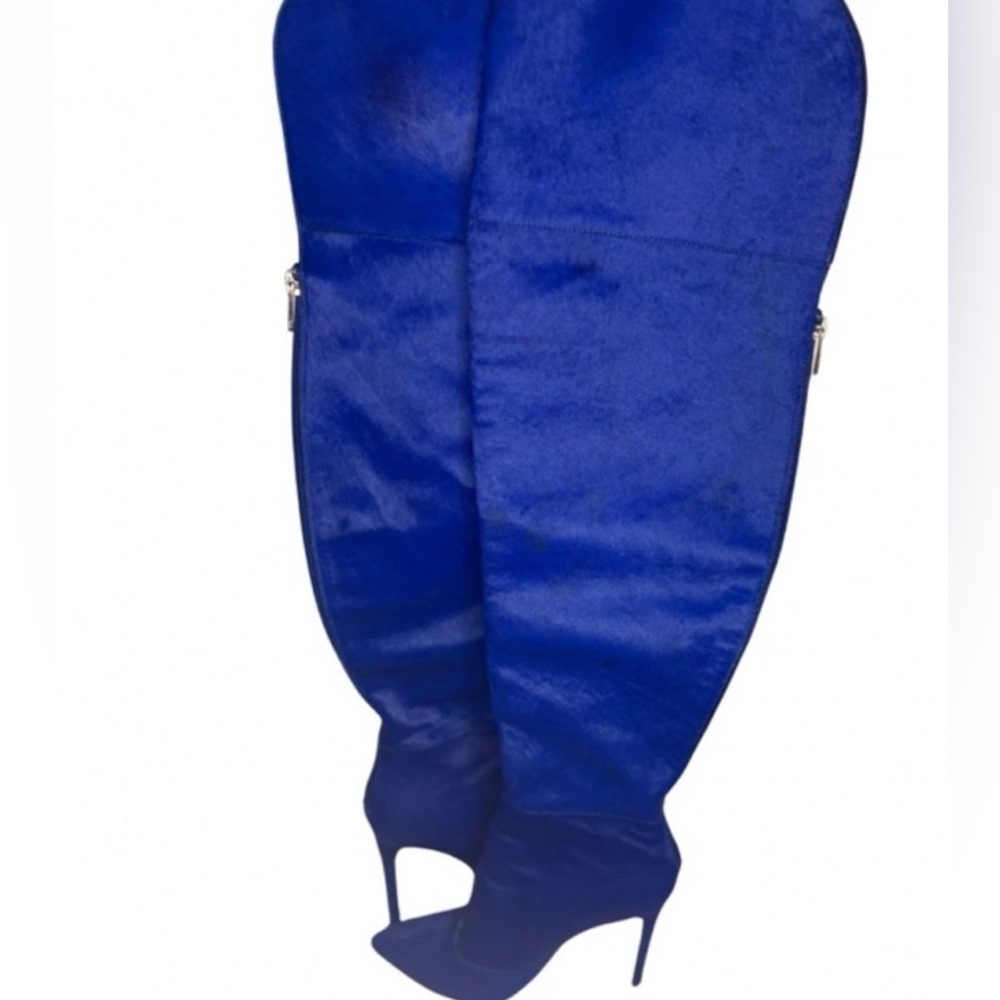JENNIFER LEE  Royal Blue Over-the-Knee Boots CALFSKIN - Picture 3 of 8